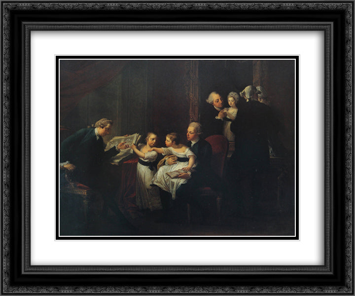 The Townshend Family 24x20 Black Ornate Wood Framed Art Print Poster with Double Matting by Kauffman, Angelica