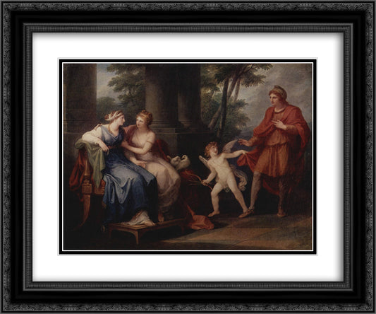 Venus convinces Helen to hear Paris 24x20 Black Ornate Wood Framed Art Print Poster with Double Matting by Kauffman, Angelica