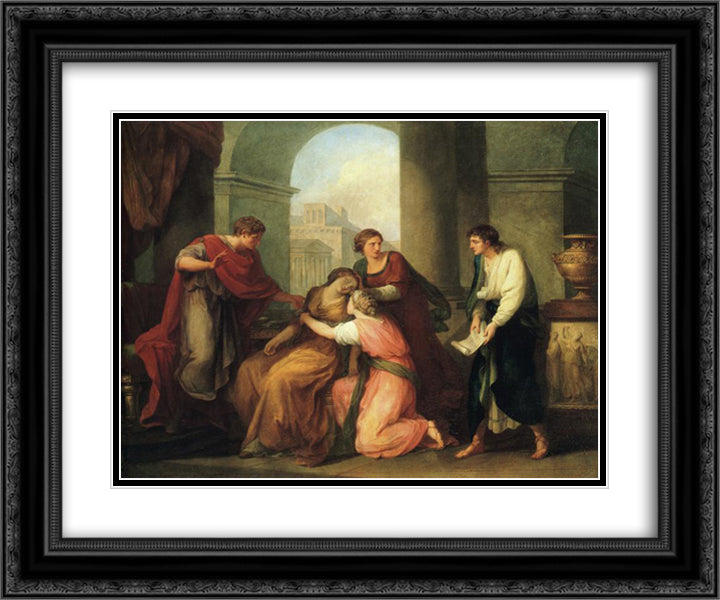 Virgil Reading the Aeneid to Augustus and Octavia 24x20 Black Ornate Wood Framed Art Print Poster with Double Matting by Kauffman, Angelica