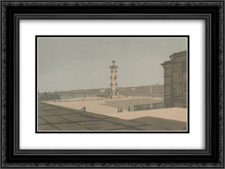 A View of the Neva River 24x18 Black Ornate Wood Framed Art Print Poster with Double Matting by Ostroumova Lebedeva, Anna