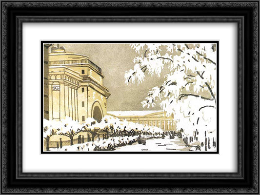 Admiralty under the snow 24x18 Black Ornate Wood Framed Art Print Poster with Double Matting by Ostroumova Lebedeva, Anna