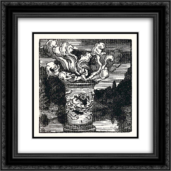 Bouquet in a Vase 20x20 Black Ornate Wood Framed Art Print Poster with Double Matting by Ostroumova Lebedeva, Anna