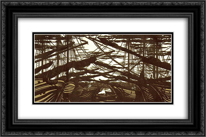Gear 24x16 Black Ornate Wood Framed Art Print Poster with Double Matting by Ostroumova Lebedeva, Anna