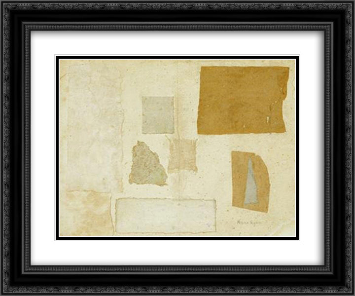 Gray Collage 24x20 Black Ornate Wood Framed Art Print Poster with Double Matting by Ryan, Anne