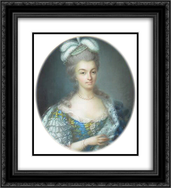 Portrait of Marie Antoinette 20x22 Black Ornate Wood Framed Art Print Poster with Double Matting by Vallayer Coster, Anne