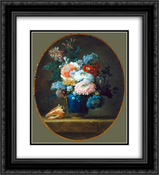 Vase of Flowers 20x22 Black Ornate Wood Framed Art Print Poster with Double Matting by Vallayer Coster, Anne