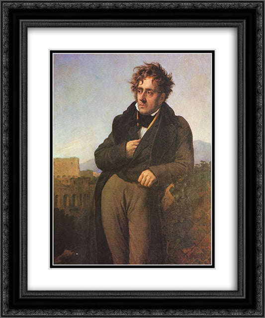 Chateaubriand Meditating on the Ruins of Rome 20x24 Black Ornate Wood Framed Art Print Poster with Double Matting by Girodet, Anne Louis