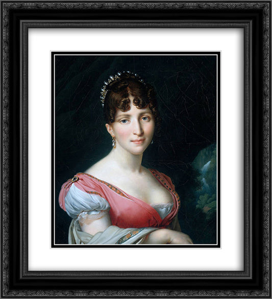 Hortense de Beauharnais 20x22 Black Ornate Wood Framed Art Print Poster with Double Matting by Girodet, Anne Louis