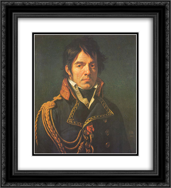 Le baron Jean-Dominique Larrey 20x22 Black Ornate Wood Framed Art Print Poster with Double Matting by Girodet, Anne Louis