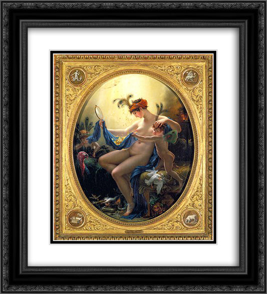 Mademoiselle Lange as Danae 20x22 Black Ornate Wood Framed Art Print Poster with Double Matting by Girodet, Anne Louis