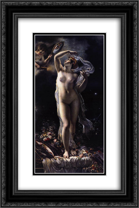 Mademoiselle Lange as Venus 16x24 Black Ornate Wood Framed Art Print Poster with Double Matting by Girodet, Anne Louis