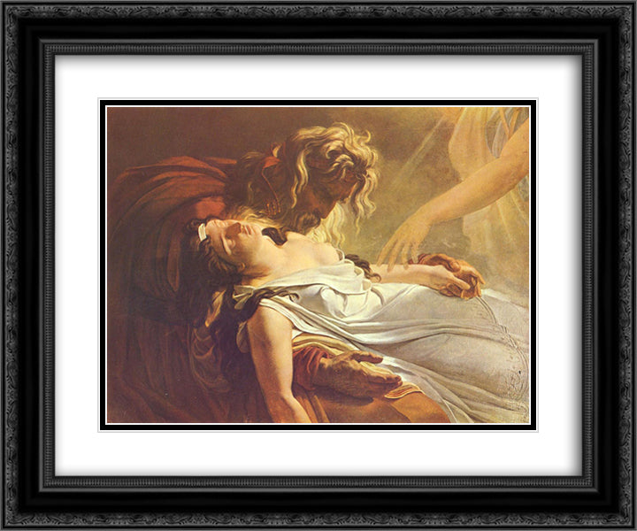 Malvine, Dying in the Arms of Fingal 24x20 Black Ornate Wood Framed Art Print Poster with Double Matting by Girodet, Anne Louis