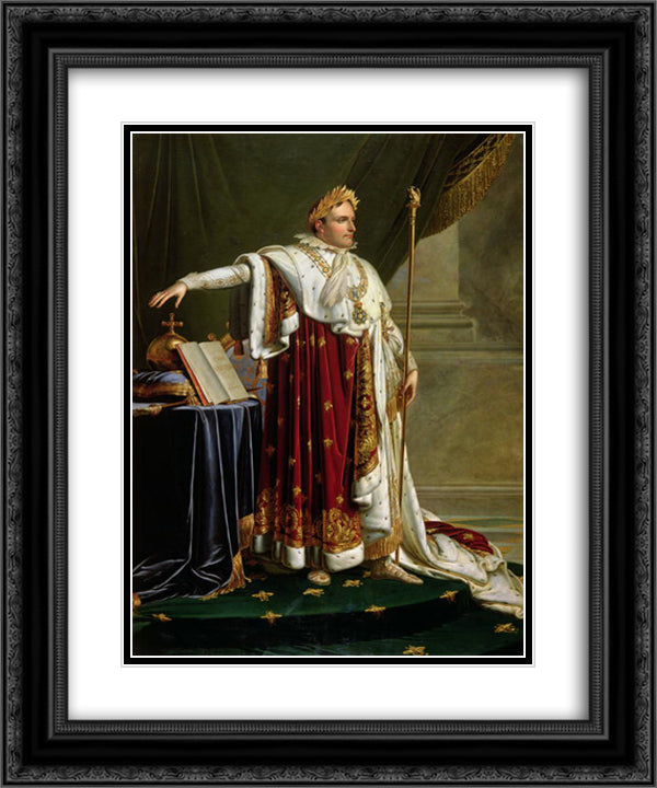 Napoleon I in Coronation robes 20x24 Black Ornate Wood Framed Art Print Poster with Double Matting by Girodet, Anne Louis