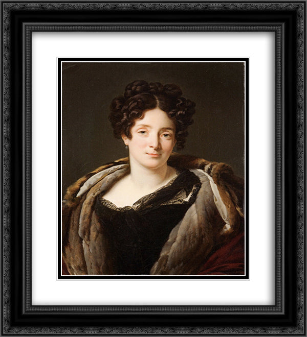 Portrait d'Odette Desiree Therese Godefroy de Suresnes 20x22 Black Ornate Wood Framed Art Print Poster with Double Matting by Girodet, Anne Louis