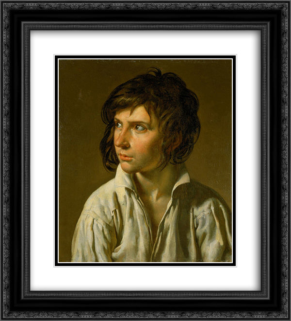 Portrait of a Youth 20x22 Black Ornate Wood Framed Art Print Poster with Double Matting by Girodet, Anne Louis