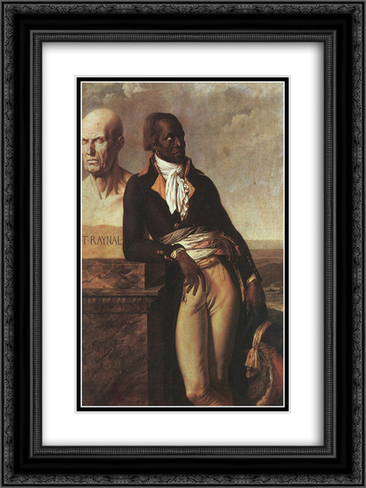 Portrait of Jean-Baptiste Belley 18x24 Black Ornate Wood Framed Art Print Poster with Double Matting by Girodet, Anne Louis