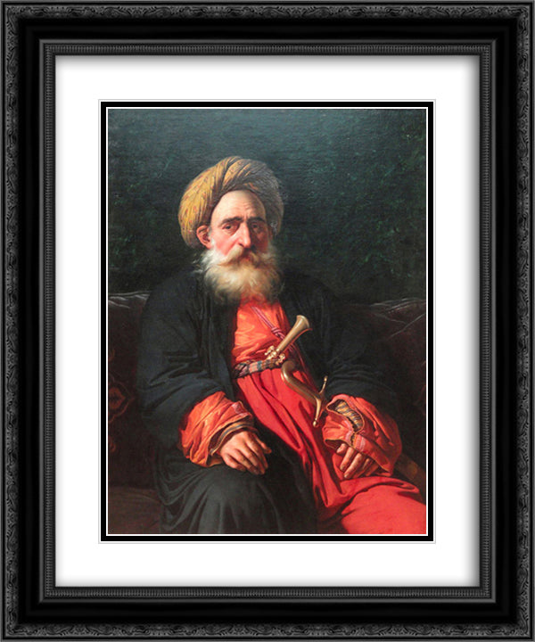 Portrait of the Katchef Dahouth, Christian Mameluke 20x24 Black Ornate Wood Framed Art Print Poster with Double Matting by Girodet, Anne Louis