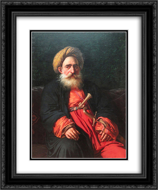 Portrait of the Katchef Dahouth, Christian Mameluke 20x24 Black Ornate Wood Framed Art Print Poster with Double Matting by Girodet, Anne Louis