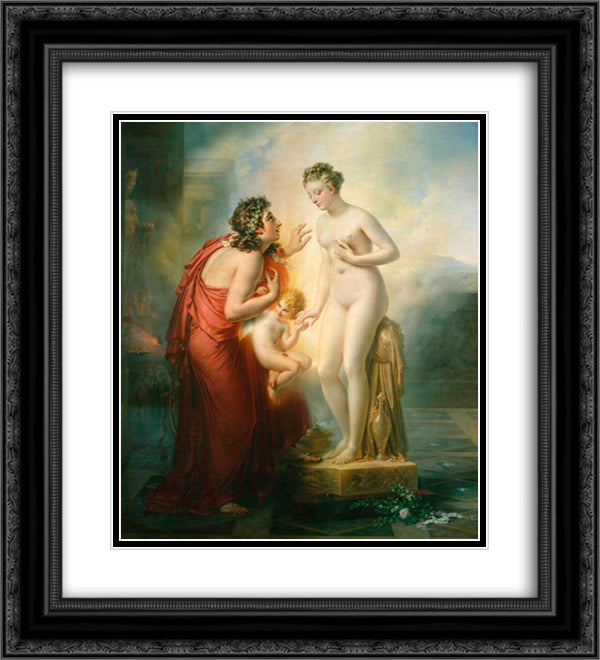 Pygmalion et Galatee 20x22 Black Ornate Wood Framed Art Print Poster with Double Matting by Girodet, Anne Louis