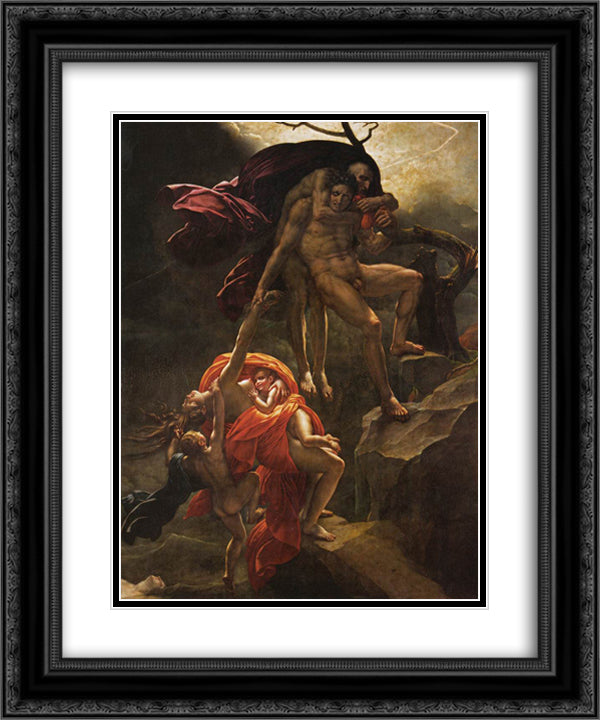 Scene of the Flood 20x24 Black Ornate Wood Framed Art Print Poster with Double Matting by Girodet, Anne Louis