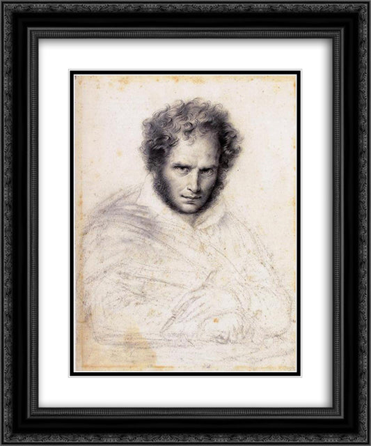 Self-portrait 20x24 Black Ornate Wood Framed Art Print Poster with Double Matting by Girodet, Anne Louis