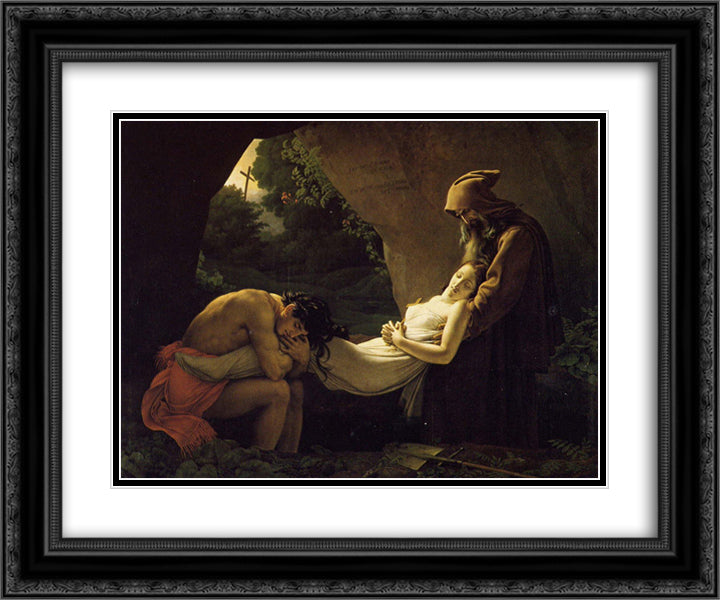 The Burial of Atala 24x20 Black Ornate Wood Framed Art Print Poster with Double Matting by Girodet, Anne Louis