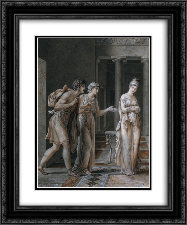 The Meeting of Orestes and Hermione 20x24 Black Ornate Wood Framed Art Print Poster with Double Matting by Girodet, Anne Louis