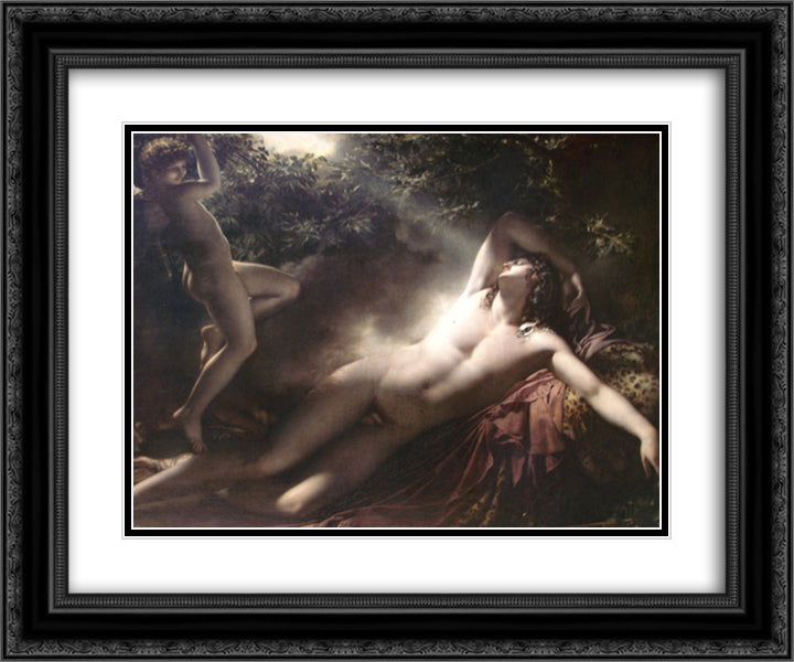 The Sleep of Endymion 24x20 Black Ornate Wood Framed Art Print Poster with Double Matting by Girodet, Anne Louis