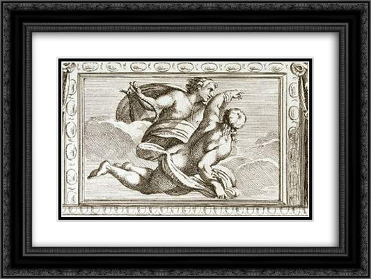 Apollo and Hyacinth 24x18 Black Ornate Wood Framed Art Print Poster with Double Matting by Carracci, Annibale