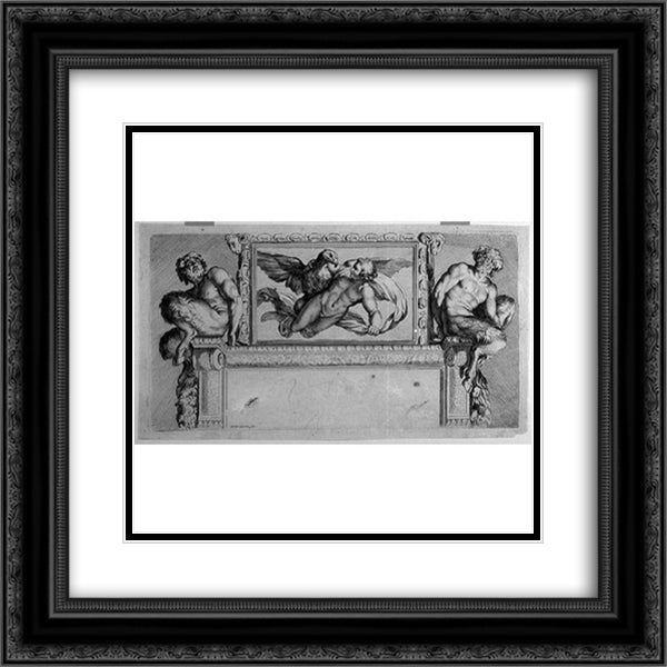 Ganimede 20x20 Black Ornate Wood Framed Art Print Poster with Double Matting by Carracci, Annibale