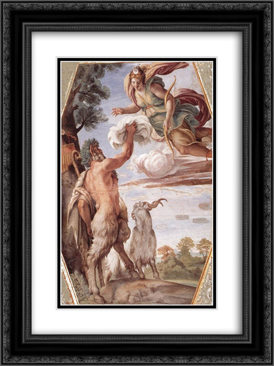 Hommage to Diana 18x24 Black Ornate Wood Framed Art Print Poster with Double Matting by Carracci, Annibale