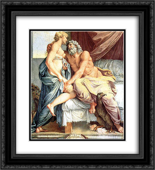 Jupiter and Juno 20x22 Black Ornate Wood Framed Art Print Poster with Double Matting by Carracci, Annibale