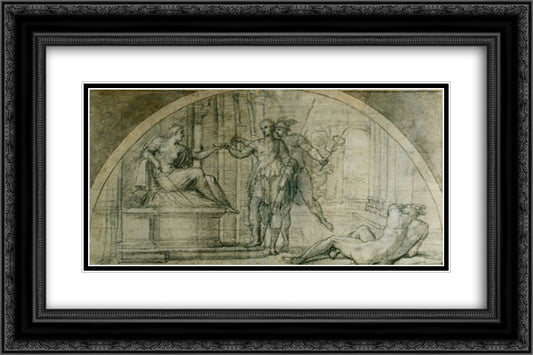 Mercury protecting Ulysses from the charms of Circe 24x16 Black Ornate Wood Framed Art Print Poster with Double Matting by Carracci, Annibale