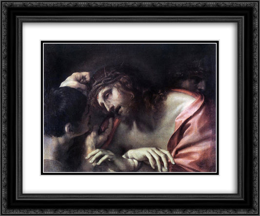 Mocking of Christ 24x20 Black Ornate Wood Framed Art Print Poster with Double Matting by Carracci, Annibale