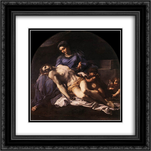 Pieta 20x20 Black Ornate Wood Framed Art Print Poster with Double Matting by Carracci, Annibale