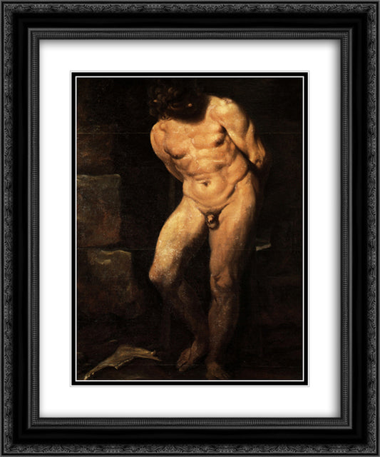 Samson imprisoned 20x24 Black Ornate Wood Framed Art Print Poster with Double Matting by Carracci, Annibale