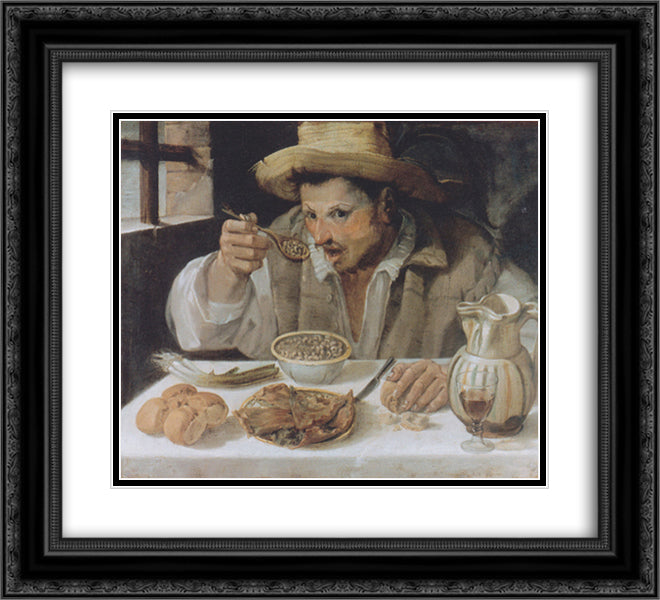 The Beaneater 22x20 Black Ornate Wood Framed Art Print Poster with Double Matting by Carracci, Annibale