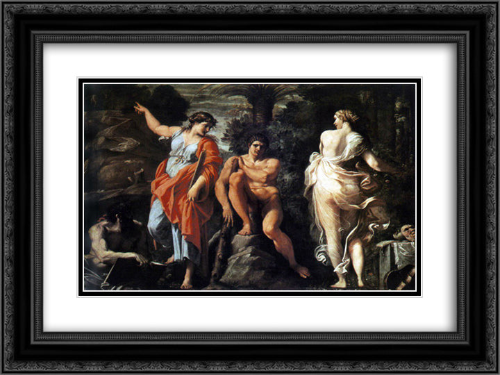 The Choice of Heracles 24x18 Black Ornate Wood Framed Art Print Poster with Double Matting by Carracci, Annibale