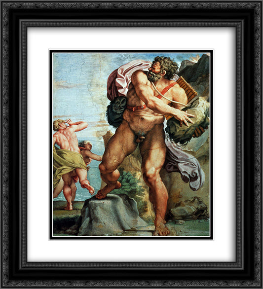 The Cyclops Polyphemus 20x22 Black Ornate Wood Framed Art Print Poster with Double Matting by Carracci, Annibale