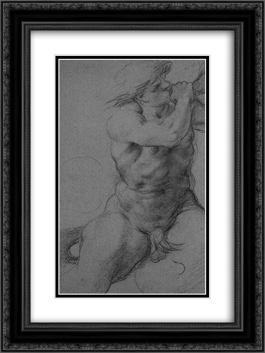 Triton 18x24 Black Ornate Wood Framed Art Print Poster with Double Matting by Carracci, Annibale