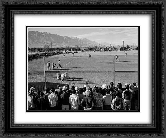 Manzanar Baseball 24x20 Black Ornate Wood Framed Art Print Poster with Double Matting by Adams, Ansel