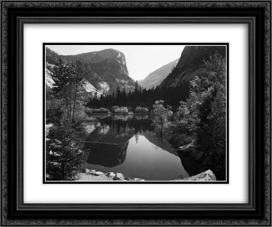 Mirror Lake, Morning, Yosemite National Park 24x20 Black Ornate Wood Framed Art Print Poster with Double Matting by Adams, Ansel