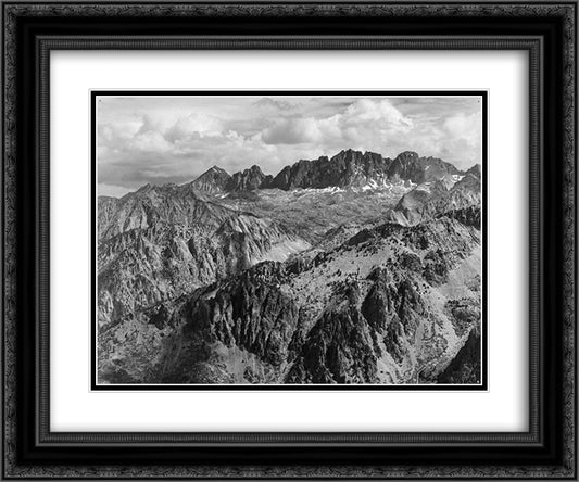 North Palisade from Windy Point 24x20 Black Ornate Wood Framed Art Print Poster with Double Matting by Adams, Ansel