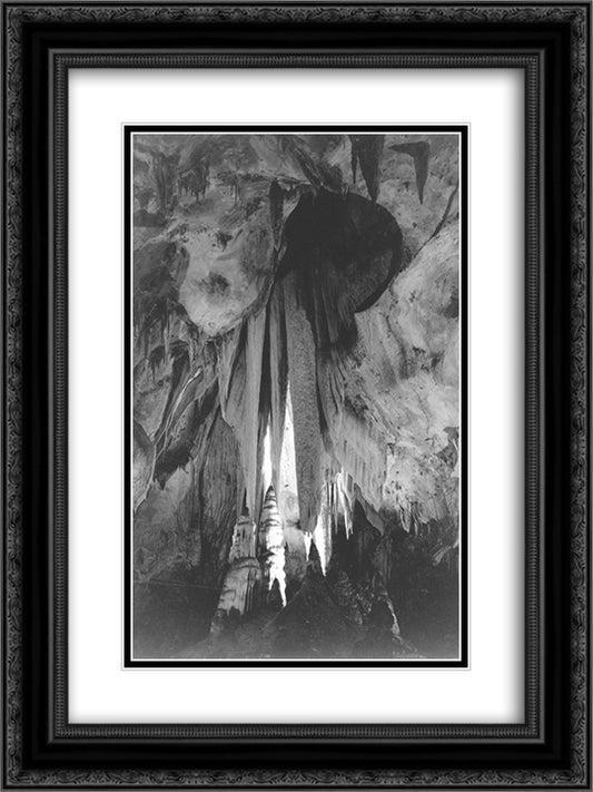 Onyx drapes in the Papoose Room, Carlsbad Caverns 18x24 Black Ornate Wood Framed Art Print Poster with Double Matting by Adams, Ansel