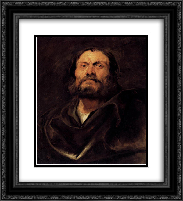 An Apostle 20x22 Black Ornate Wood Framed Art Print Poster with Double Matting by van Dyck, Anthony