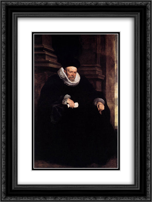 An Aristocratic Genoese 18x24 Black Ornate Wood Framed Art Print Poster with Double Matting by van Dyck, Anthony