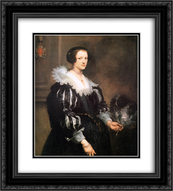 Anna Wake 20x22 Black Ornate Wood Framed Art Print Poster with Double Matting by van Dyck, Anthony