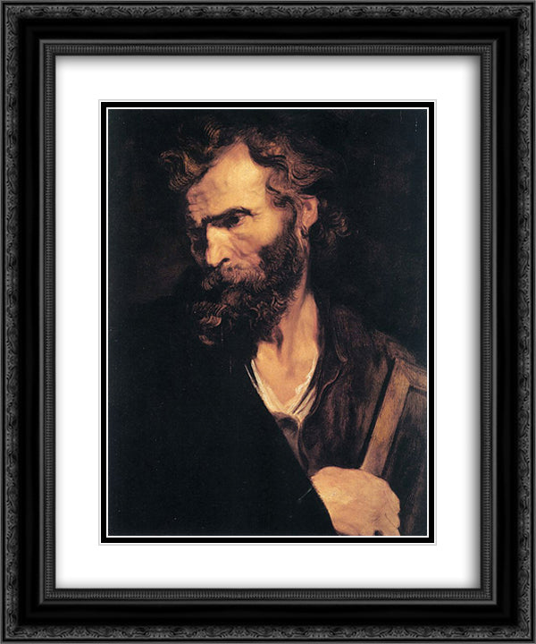 Apostle Jude 20x24 Black Ornate Wood Framed Art Print Poster with Double Matting by van Dyck, Anthony