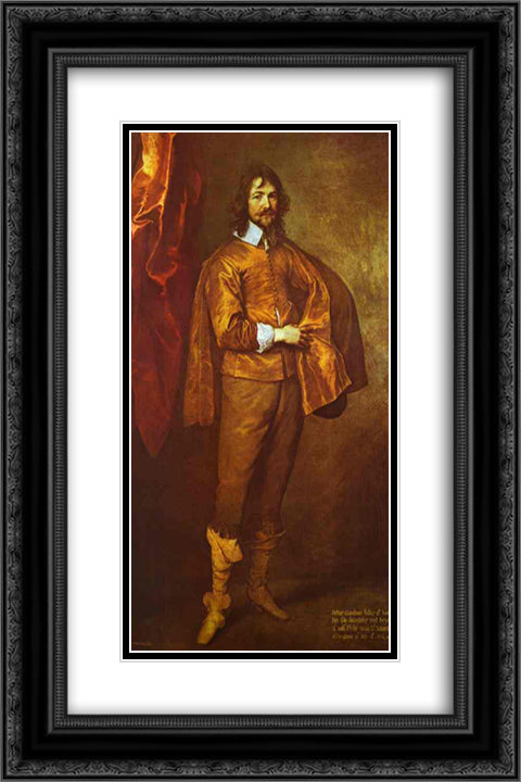 Arthur Goodwin, M.P. (oil on canvas) 16x24 Black Ornate Wood Framed Art Print Poster with Double Matting by van Dyck, Anthony