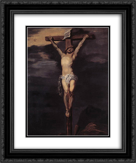 Christ on the Cross 20x24 Black Ornate Wood Framed Art Print Poster with Double Matting by van Dyck, Anthony